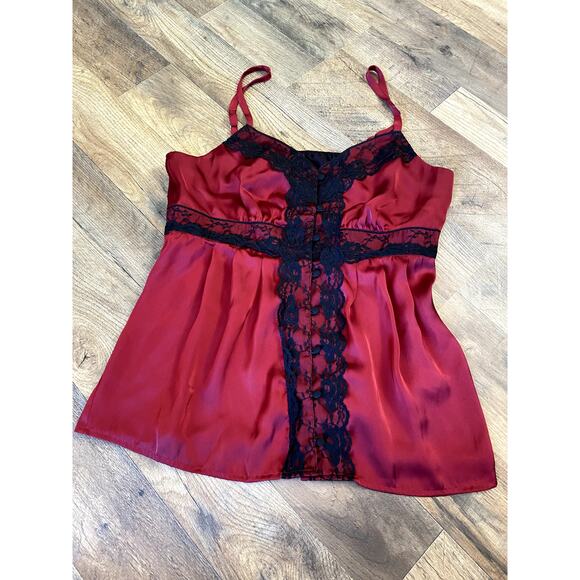 Vintage Romantic Goth Red Satin Lace Babydoll Cami Women's M - Picture 9 of 10
